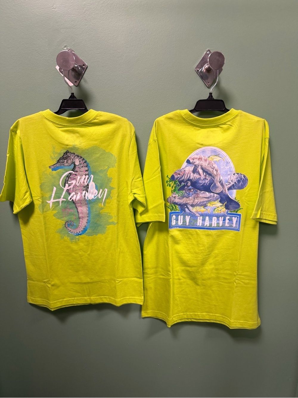 Guy Harvey Neon Green Kids Short-Sleeve Tee with Marine Graphics Bundle of 6